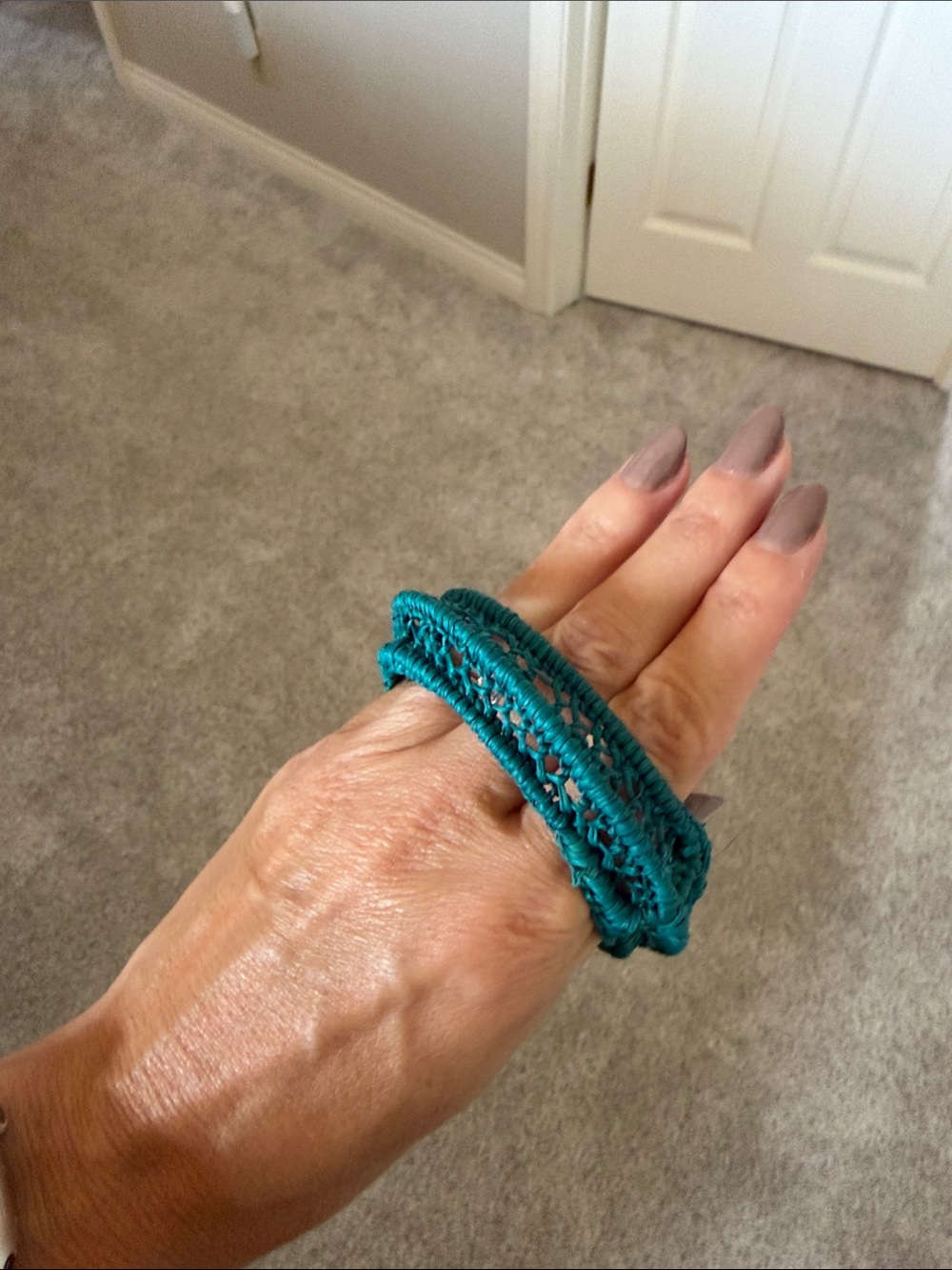 Anthropologie Teal Woven Straw Bangle Bracelet
